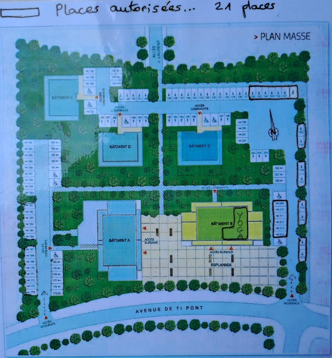 Plan des 21 places de parking – Kervouyec